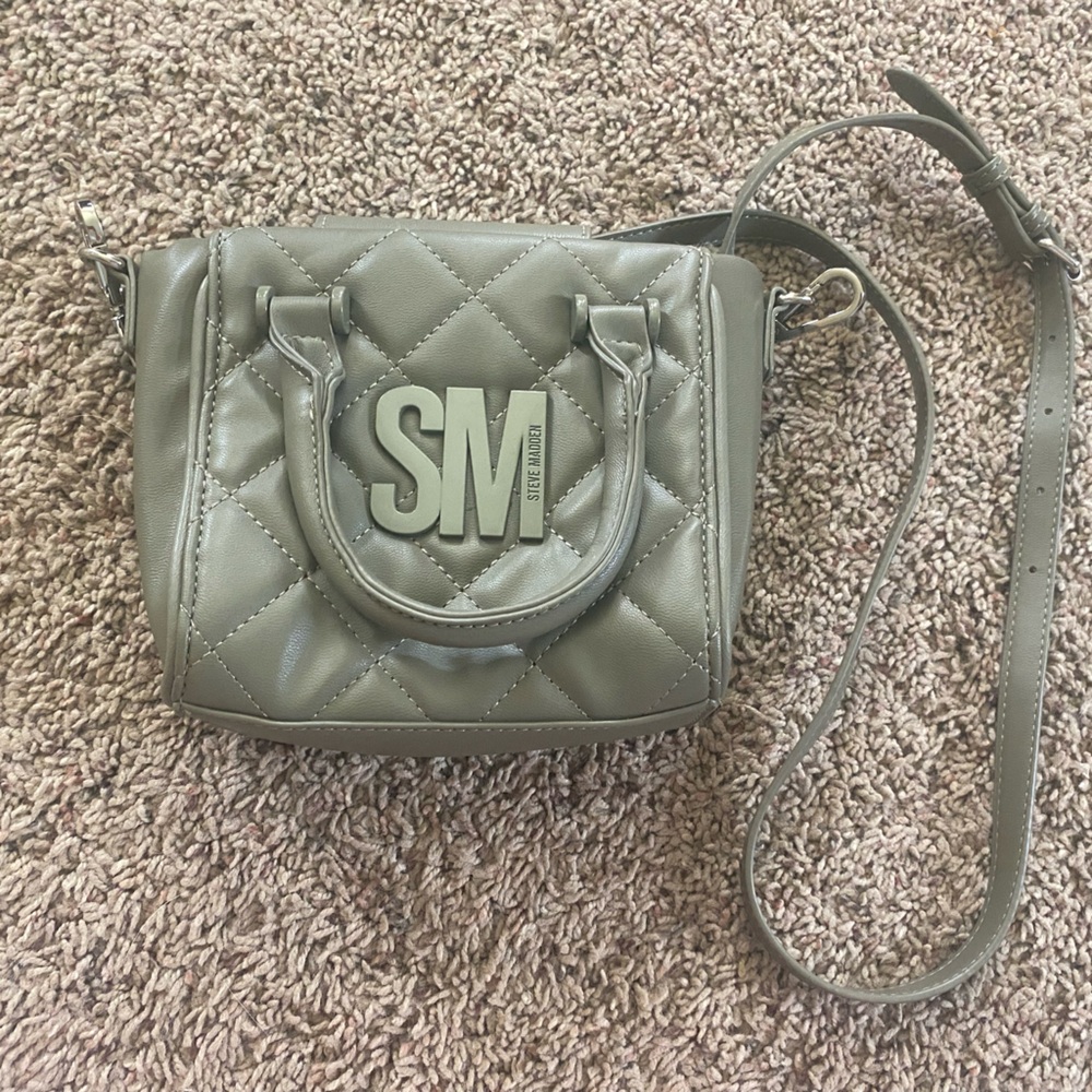 Steve Madden Green Quilted Crossbody Bag with Embossed Logo